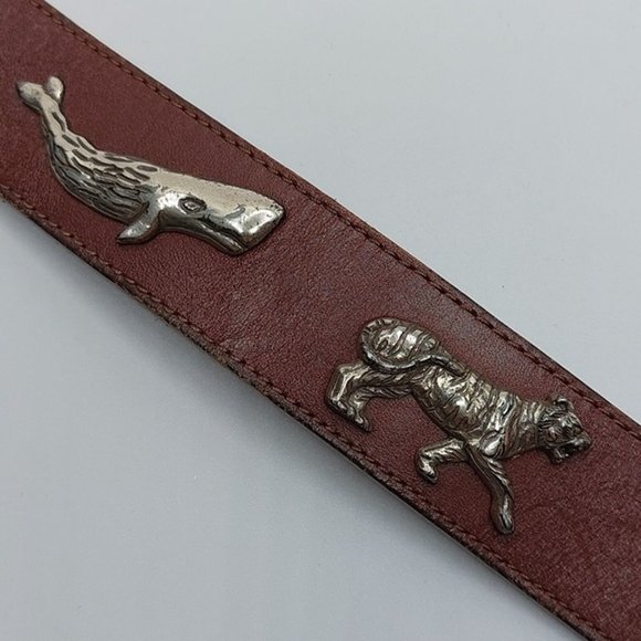 Brighton Honest Leather Concho Belt Size 28 Animal Zebra Elephant Tiger Bear - Picture 8 of 9